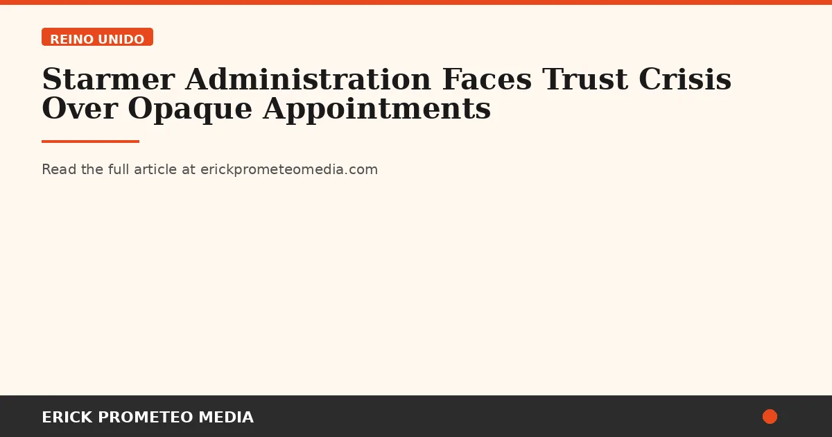 Starmer Administration Faces Trust Crisis Over Opaque Appointments
