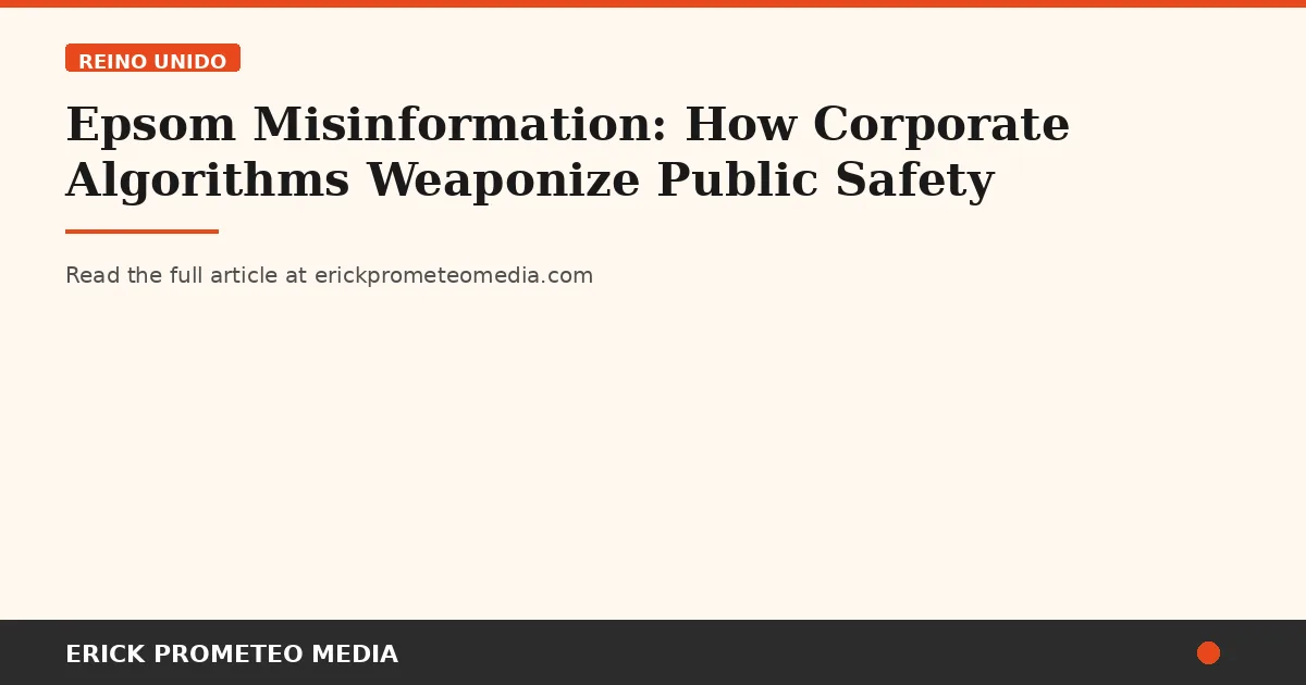 Epsom Misinformation: How Corporate Algorithms Weaponize Public Safety