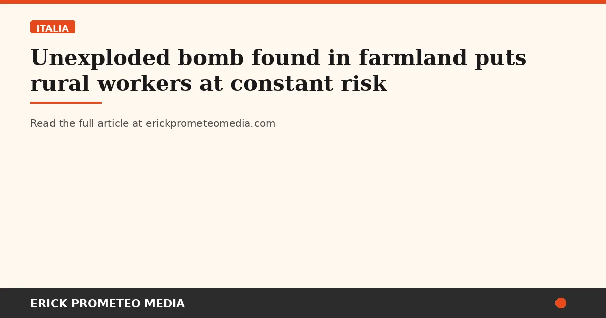 Unexploded bomb found in farmland puts rural workers at constant risk