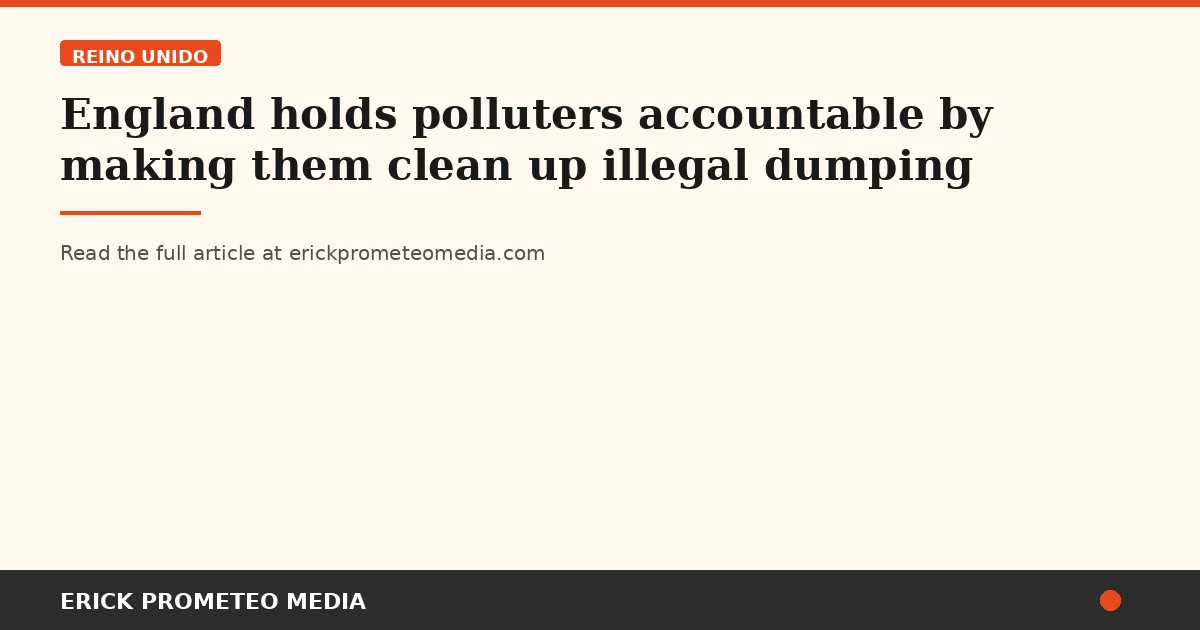 England holds polluters accountable by making them clean up illegal dumping