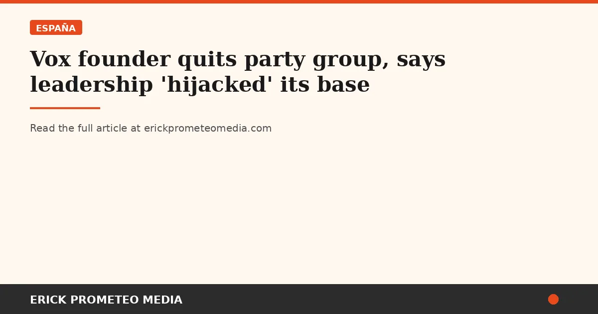 Vox founder quits party group, says leadership 'hijacked' its base