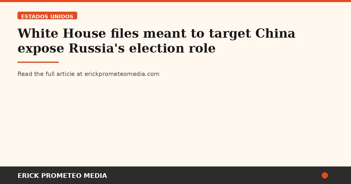 White House files meant to target China expose Russia's election role