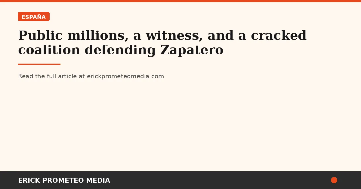 Public millions, a witness, and a cracked coalition defending Zapatero