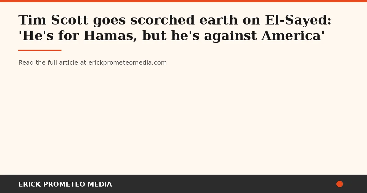 Hours after El-Sayed's primary win, the NRSC labels him 'pro-Hamas' — and working Michigan voters are the real collateral damage
