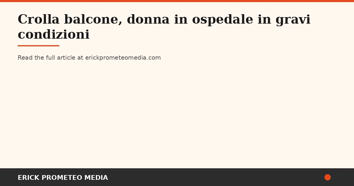 A Green Safety Net That Wasn't Enough: Palermo Balcony Collapse Leaves Migrant Woman Critically Injured