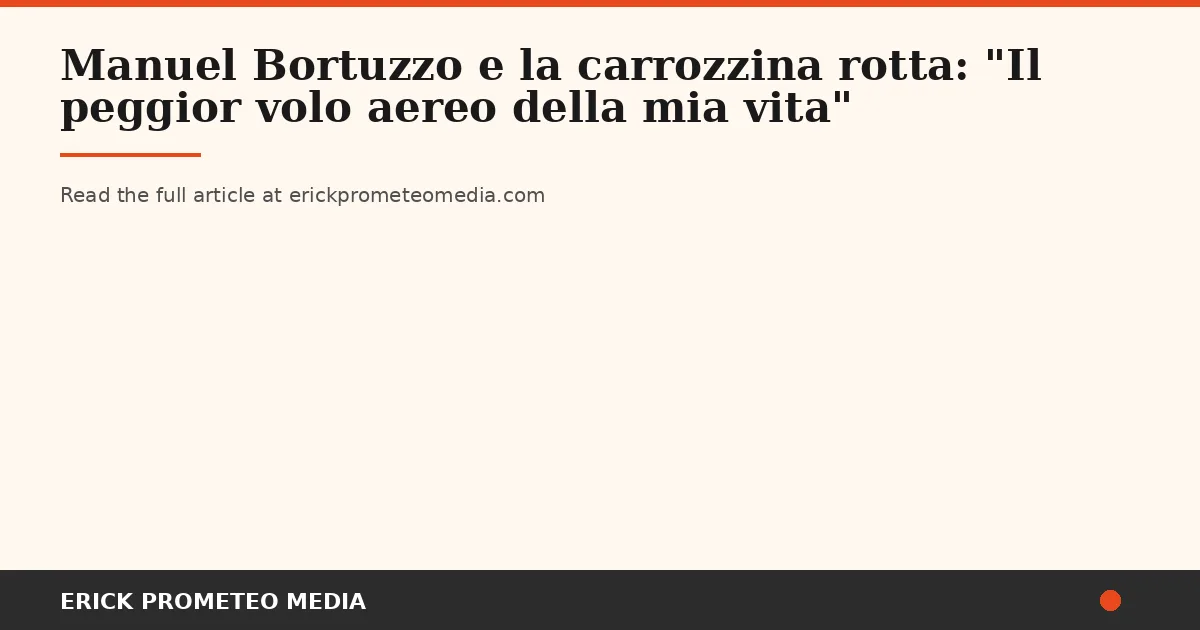 Bortuzzo's Broken Wheelchair: A Paralympic Swimmer's Worst Flight Exposes a Systemic Failure for Disabled Passengers