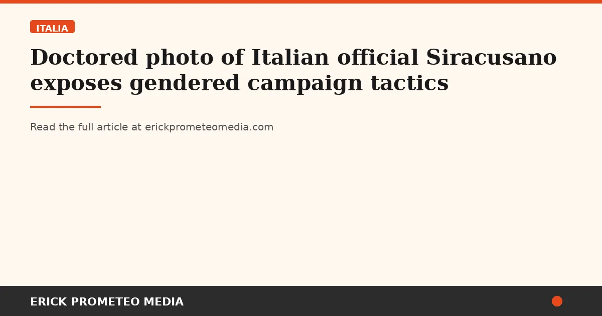 Doctored photo of Italian official Siracusano exposes gendered campaign tactics