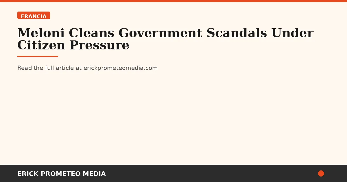 Meloni Cleans Government Scandals Under Citizen Pressure