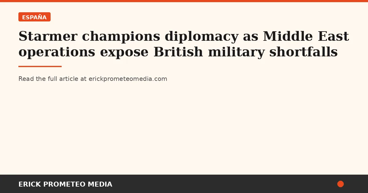 Starmer champions diplomacy as Middle East operations expose British military shortfalls