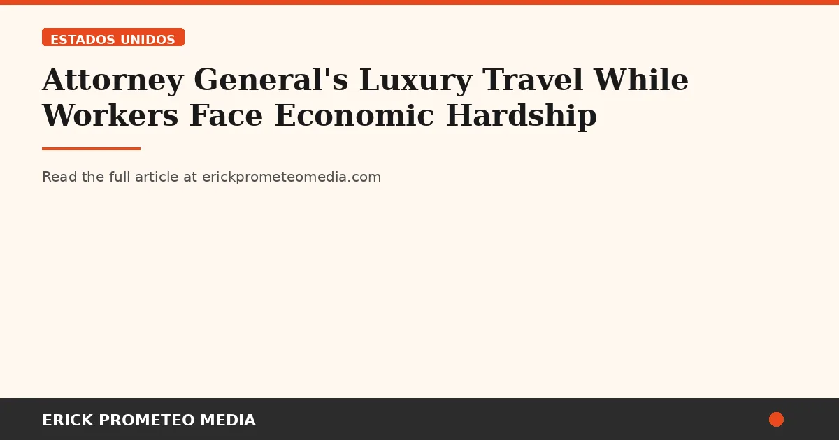 Attorney General's Luxury Travel While Workers Face Economic Hardship