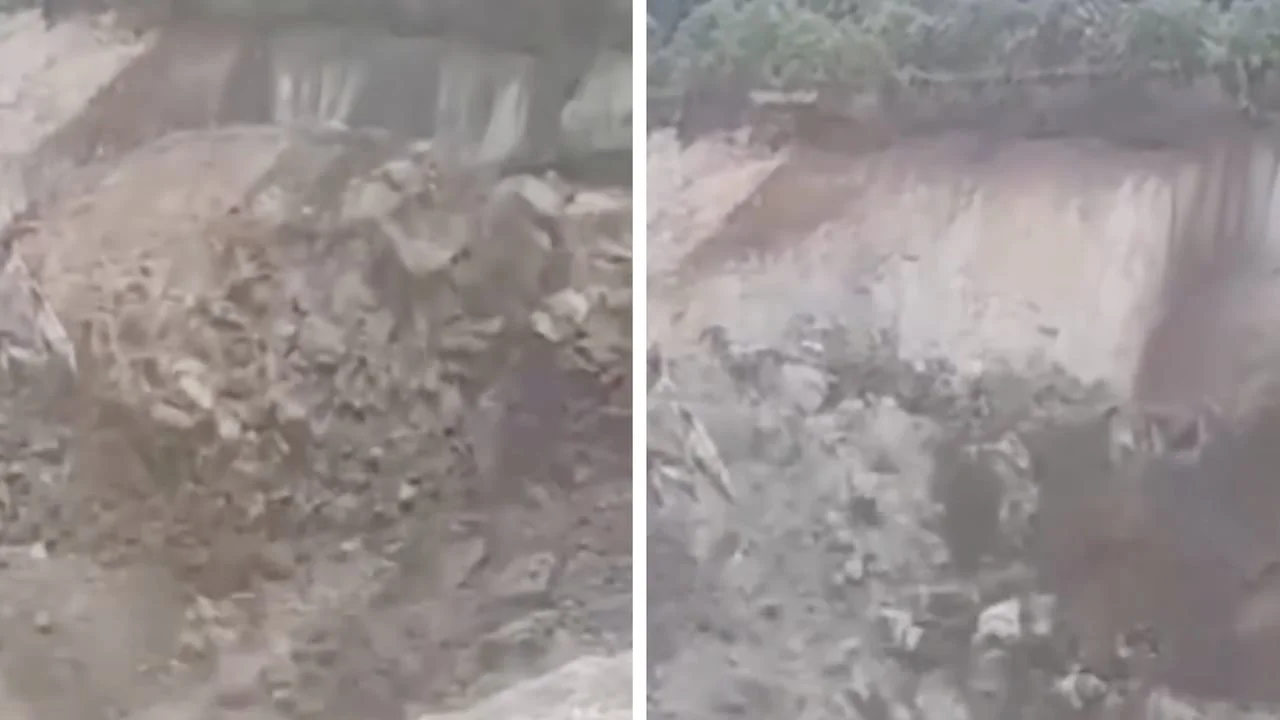Escena del derrumbe y las labores de búsqueda y rescate en la mina de oro artesanal del sector de El Chambero, en Santa Bárbara de Iscuandé, Nariño, tras el deslizamiento de tierra