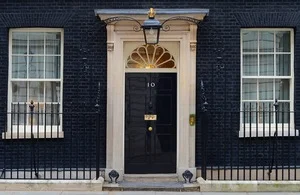 The black door of 10 Downing Street in London
